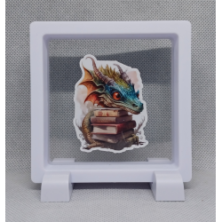 Draken Hoofd Boeken - Vierkante Witte Display 9x9 met draken sticker