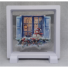 Raam Licht Sneeuwpop - Vierkante Witte Display 11x11 met kerst sticker