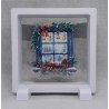 Raam 4 Lampen - Vierkante Witte Display 11x11 met kerst sticker