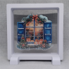 Raam Blauwe Klapramen - Vierkante Witte Display 11x11 met kerst sticker