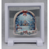 Raam Sneeuwpop Huis - Vierkante Witte Display 11x11 met kerst sticker