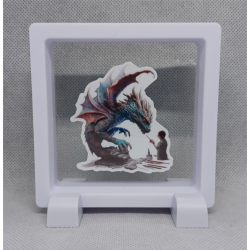 Draken Kunst - Vierkante Witte Display 9x9 met draken sticker