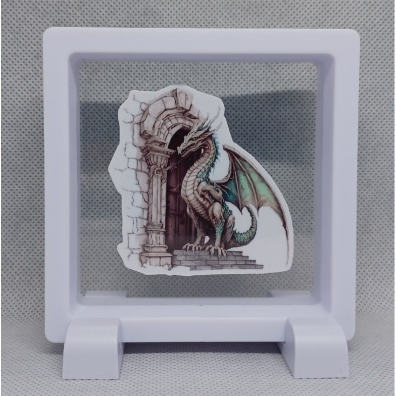 Deur Draak - Vierkante Witte Display 9x9 met draken sticker