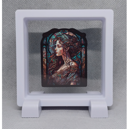 Vrouw Bruin - Vierkante Witte Display 9x9 met gothic sticker