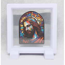 Jezus - Vierkante Witte Display 9x9 met gothic sticker