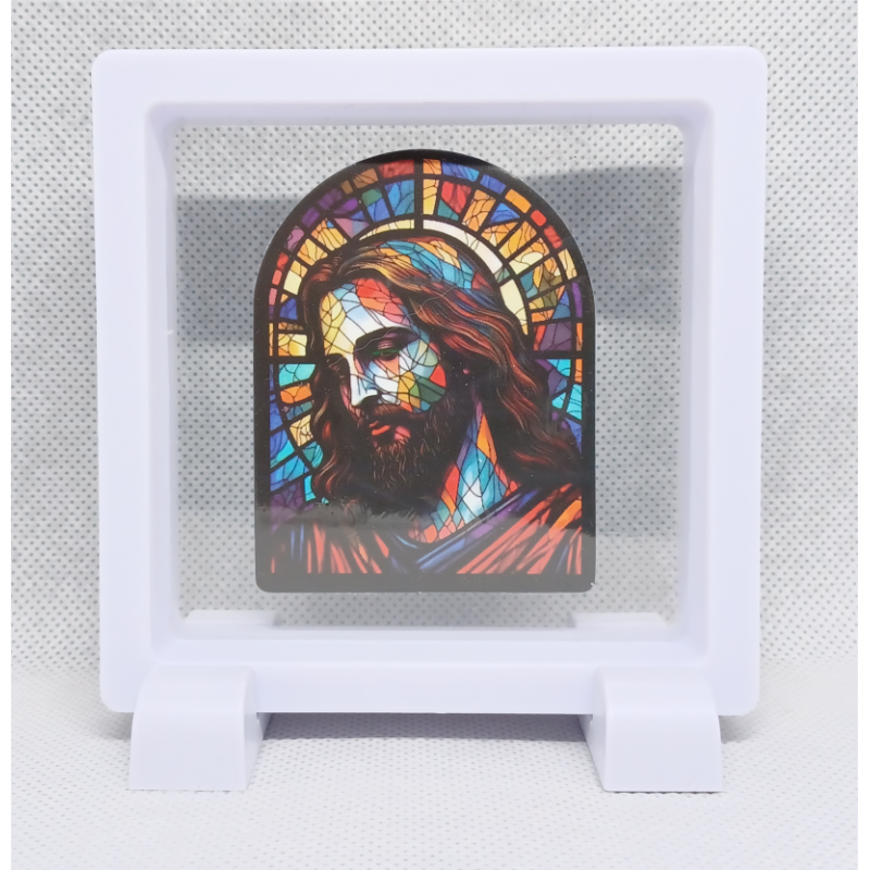 Jezus - Vierkante Witte Display 9x9 met gothic sticker