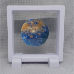 Blauwe Planeet - Vierkante Witte Display 9x9 met ronde sticker