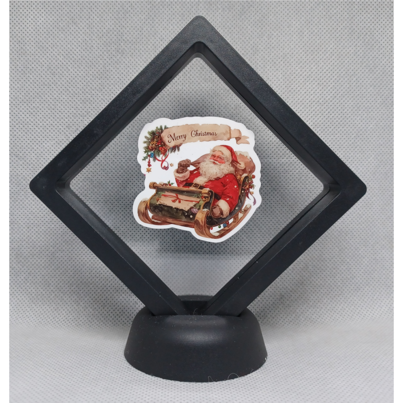 Kerstman Slee - Zwarte Display 9x9 met steampunk sticker