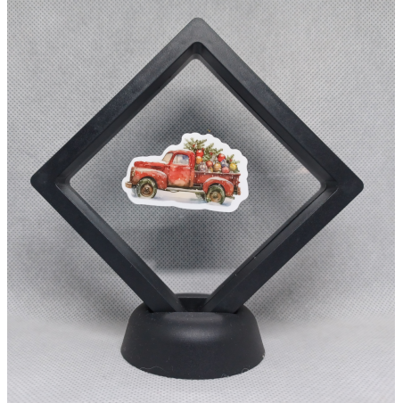 Auto & Kerstboom - Zwarte Display 9x9 met kerst sticker