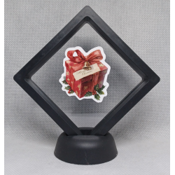 Rood Cadeau - Zwarte Display 9x9 met kerst sticker