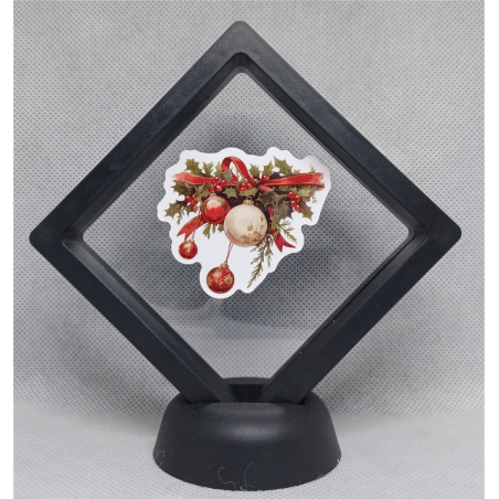 Kerstballen - Zwarte Display 9x9 met kerst sticker