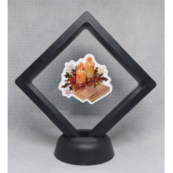 2 Kaarsen - Zwarte Display 9x9 met kerst sticker