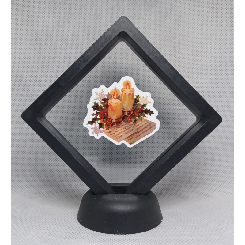 2 Kaarsen - Zwarte Display 9x9 met kerst sticker