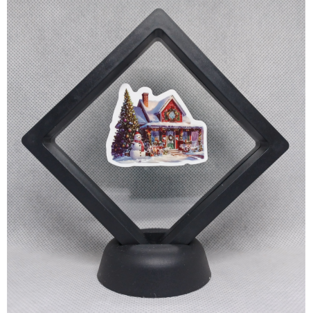 Versierd Huis - Zwarte Display 9x9 met kerst sticker