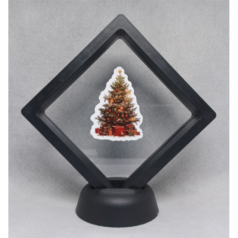 Kerstboom Kleine Ster - Zwarte Display 9x9 met kerst sticker