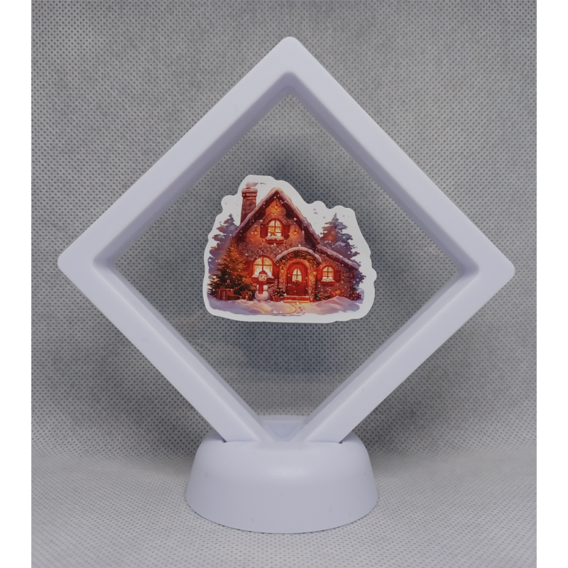 Huis met licht - Witte Display 9x9 met een kerst sticker