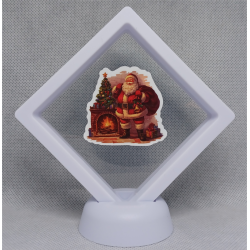 Kerstman met zak - Witte Display 9x9 met een kerst sticker