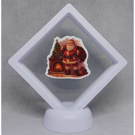 Kerstman met zak - Witte Display 9x9 met een kerst sticker