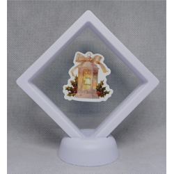 Lantaarn Strik - Witte Display 9x9 met een kerst sticker