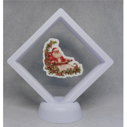 Kerstman Dennenslee - Witte Display 9x9 met een kerst sticker