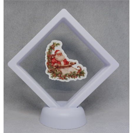 Kerstman Dennenslee - Witte Display 9x9 met een kerst sticker