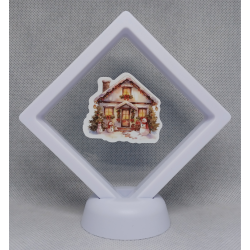 Huis 3 sneeuwpoppen - Witte Display 9x9 met een kerst sticker