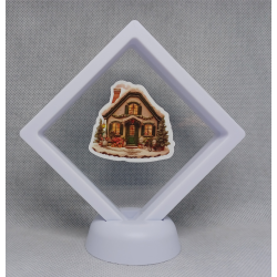 Huis Bruin - Witte Display 9x9 met een kerst sticker