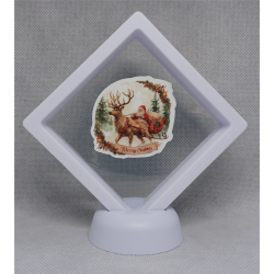 Kerstman rendier slee - Witte Display 9x9 met een kerst sticker