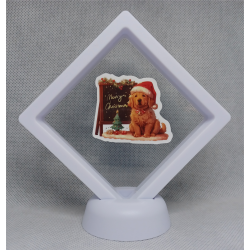 Puppy Merry Christmas - Witte Display 9x9 met een kerst sticker