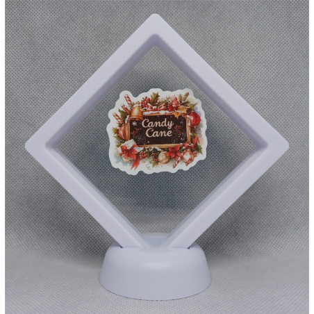 Bord Candy Cane - Witte Display 9x9 met een kerst sticker