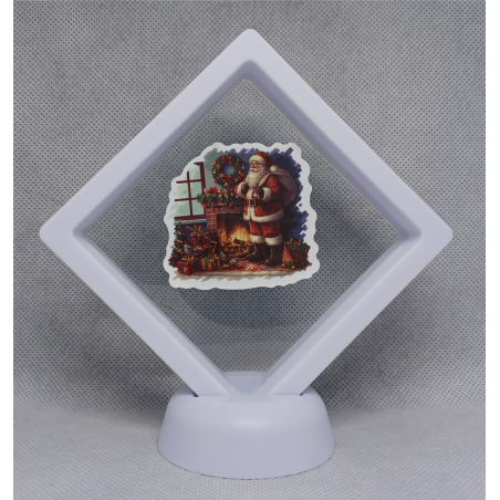 Kerstman in Huis - Witte Display 9x9 met een kerst sticker