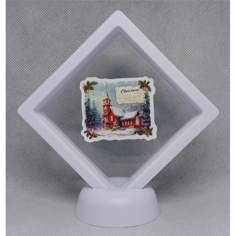 Kerk Christmas - Witte Display 9x9 met een kerst sticker