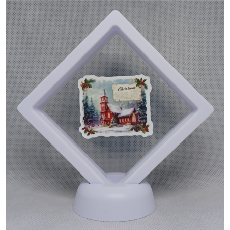 Kerk Christmas - Witte Display 9x9 met een kerst sticker