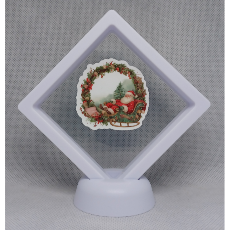 Kerstman Krans - Witte Display 9x9 met een kerst sticker