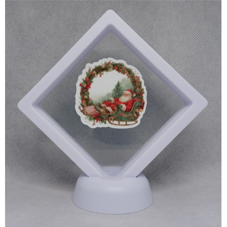 Kerstman Krans - Witte Display 9x9 met een kerst sticker