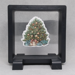 Kerstboom Pakjes - Vierkante Zwarte Display 9x9 met kerst sticker