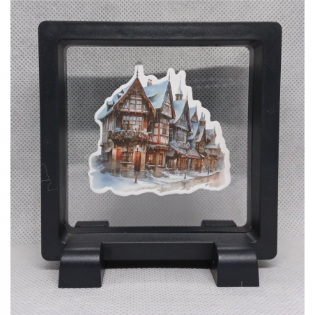 Kerst Straat - Vierkante Zwarte Display 9x9 met kerst sticker