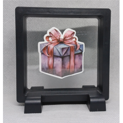 Paars Cadeau - Vierkante Zwarte Display 9x9 met kerst sticker