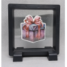 Paars Cadeau - Vierkante Zwarte Display 9x9 met kerst sticker