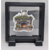 Stenen Open Haard - Vierkante Zwarte Display 9x9 met kerst sticker