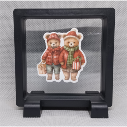 Winkelende Beren - Vierkante Zwarte Display 9x9 met kerst sticker