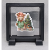 Beer en Kerstboom - Vierkante Zwarte Display 9x9 met kerst sticker