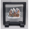 3 kerst huisjes - Vierkante Zwarte Display 9x9 met kerst sticker