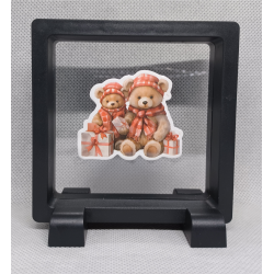 Beren met pakjes - Vierkante Zwarte Display 9x9 met kerst sticker