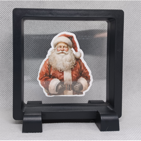 Realistische Kerstman - Vierkante Zwarte Display 9x9 met kerst sticker