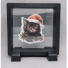 Zwarte Kerst Kat - Vierkante Zwarte Display 9x9 met kerst sticker