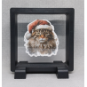 Kat met Kerstmuts - Vierkante Zwarte Display 9x9 met kerst sticker