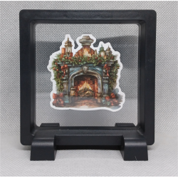 Open Haard - Vierkante Zwarte Display 9x9 met kerst sticker