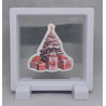 Roze Kerstboom - Vierkante Zwarte Display 9x9 met kerst sticker