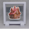 Roze koek huis - Vierkante Zwarte Display 9x9 met kerst sticker